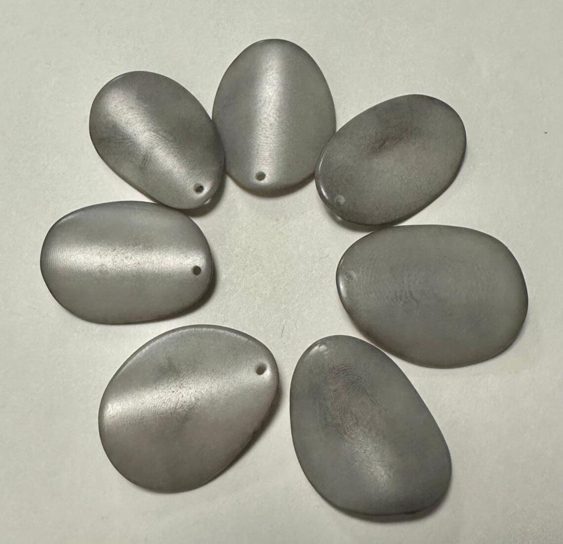 Tagua Chip Slices Beads. 30 Gray Pieces