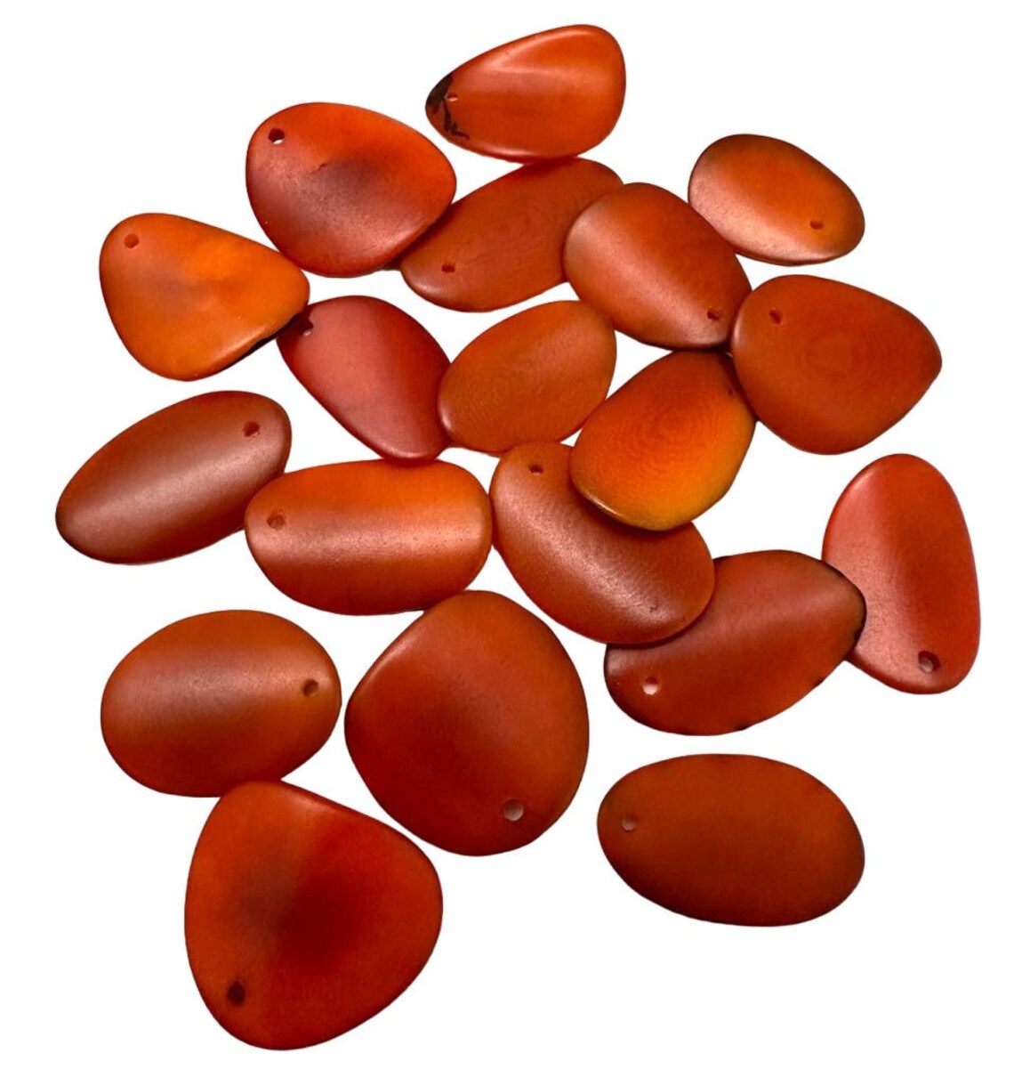 Tagua Chip Slices Beads. 30 Orange Pieces