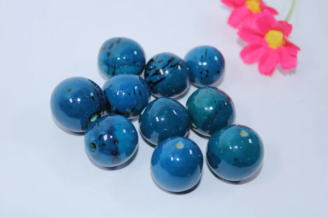 Bombona Ball Beads. 20 Blue Pieces.