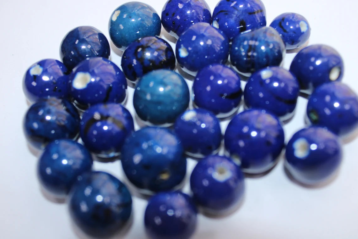 Bombona Ball Beads. 20 Dark Blue Pieces.