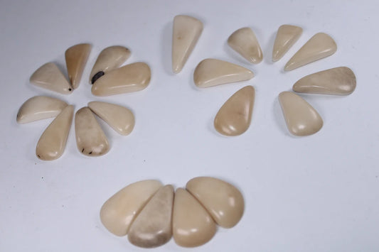 Tagua Teardrop Beads. 15 Beige Pieces.