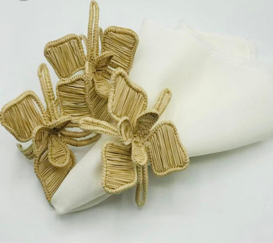 Napkin Flower Shaped Ring Holder 50 Napkin Rings in Beige Color