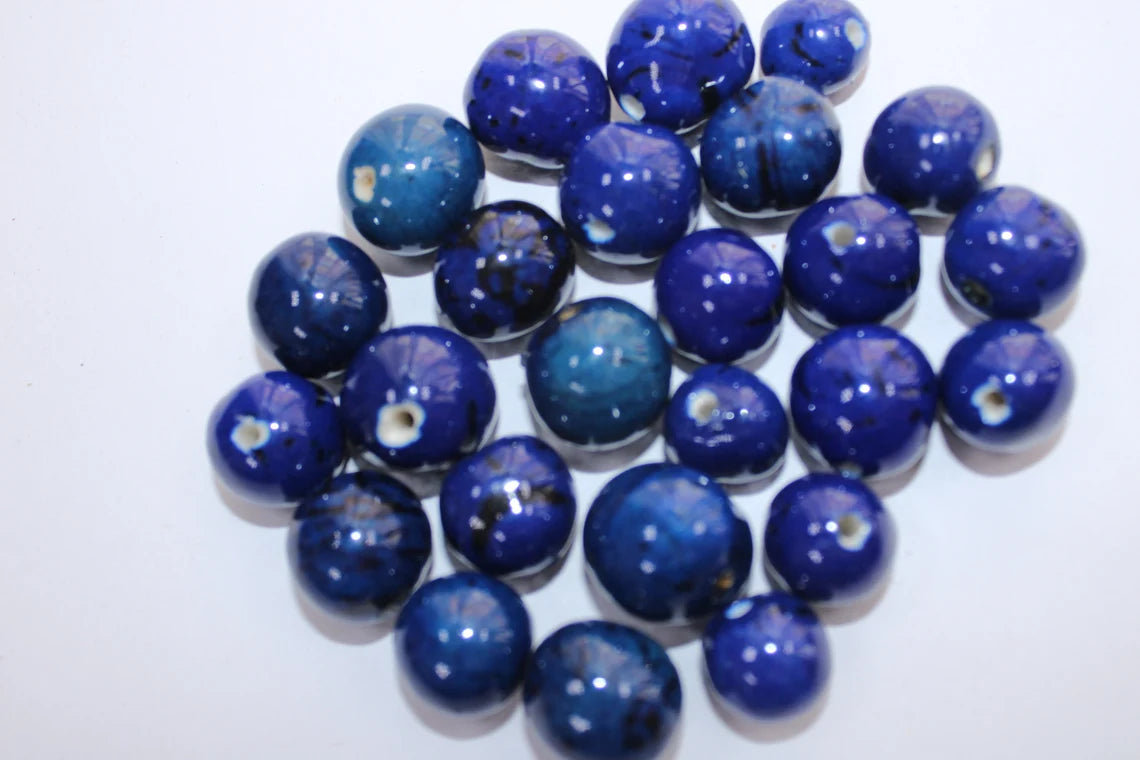 Bombona Ball Beads. 20 Dark Blue Pieces.