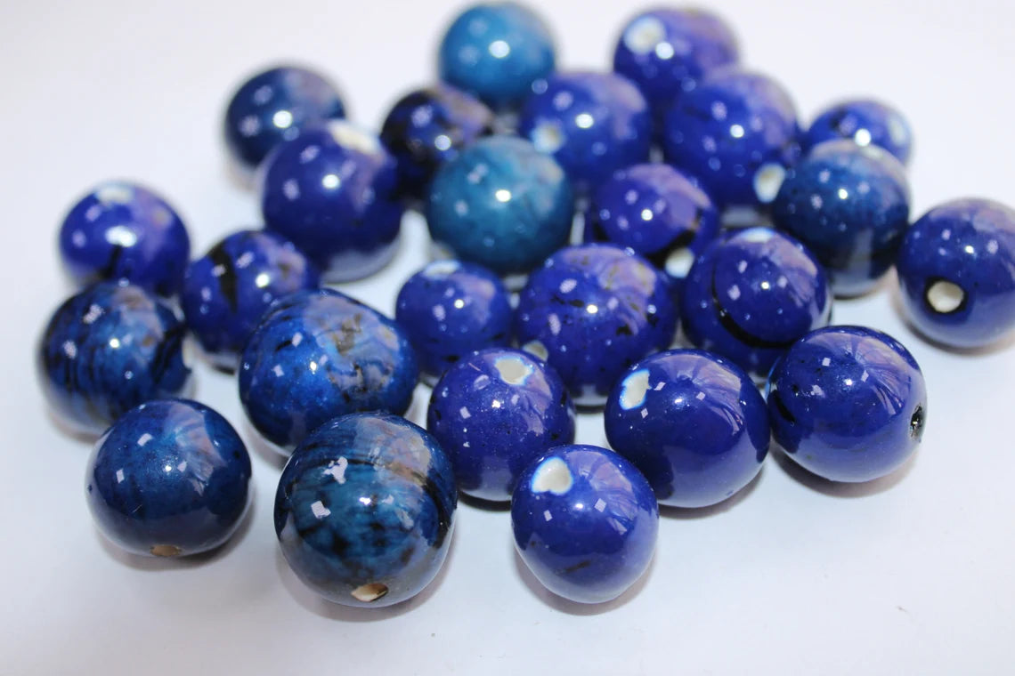 Bombona Ball Beads. 20 Dark Blue Pieces.