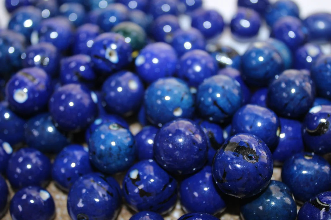 Bombona Ball Beads. 20 Dark Blue Pieces.