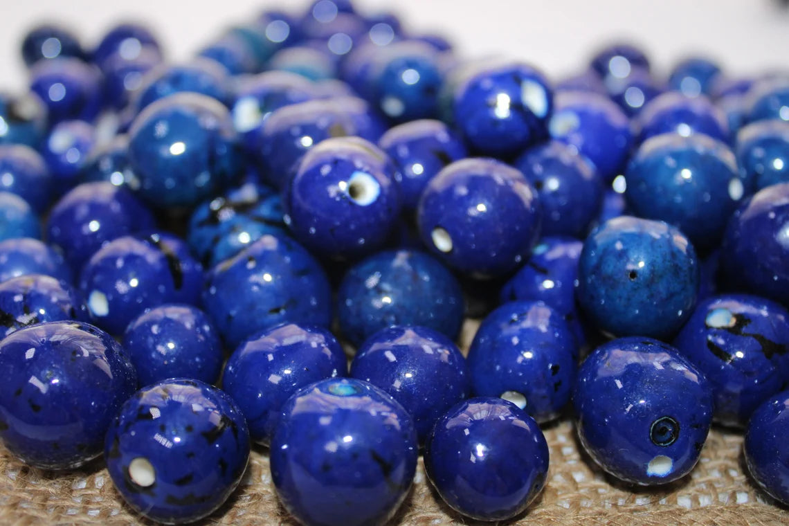 Bombona Ball Beads. 20 Dark Blue Pieces.