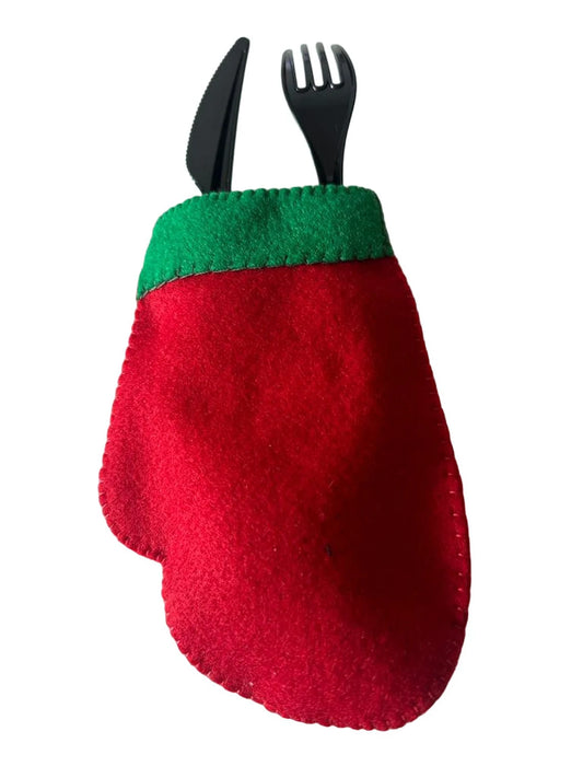 Christmas Snowman Glove Silverware Bag.