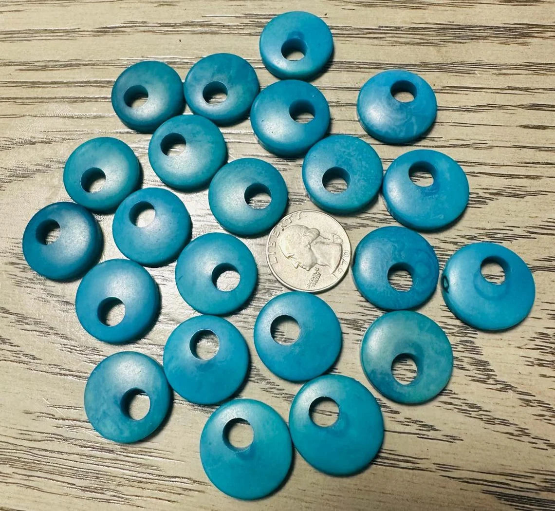 Tagua Donut Beads. 20 Orange, Yellow, Purple or Blue Pieces.