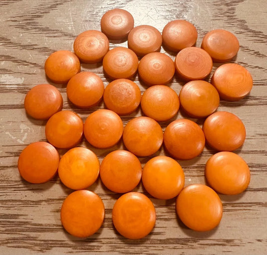 Tagua Round Beads. 25 Orange Pieces.