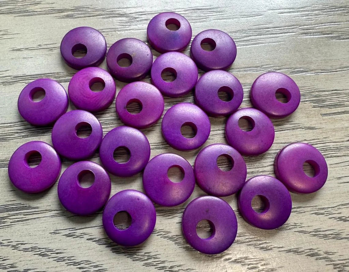 Tagua Donut Beads. 20 Orange, Yellow, Purple or Blue Pieces.