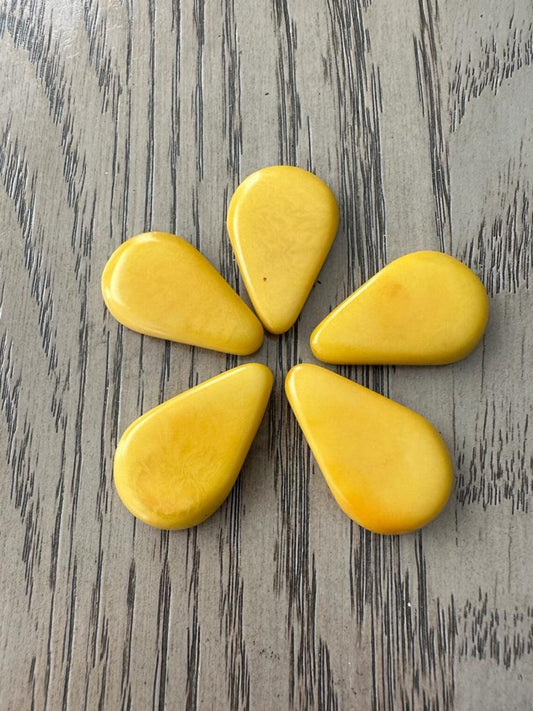 Tagua Teardrop Beads. 20 Multicolored Pieces.