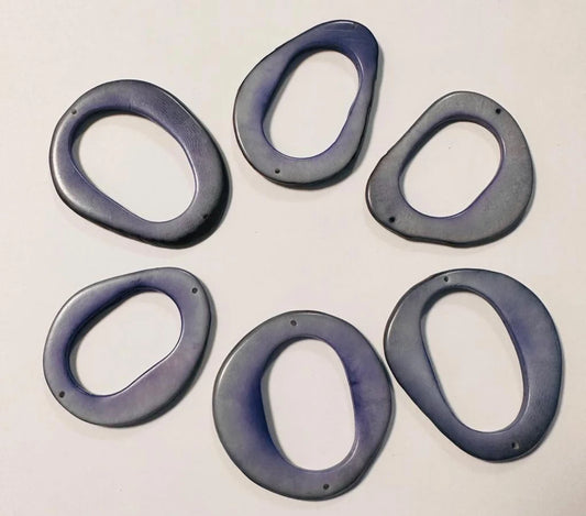 Tagua Hoop Beads. 20 Gray Pieces