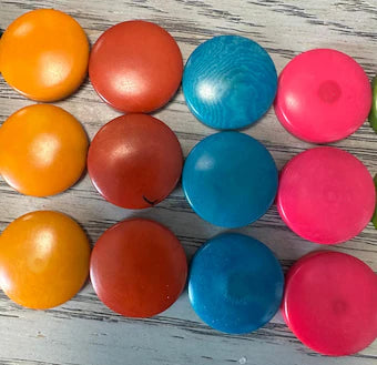 Tagua Disc Beads. 20 Multicolored Pieces.