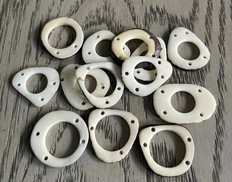 Tagua Hoop Beads. 20 White Pieces