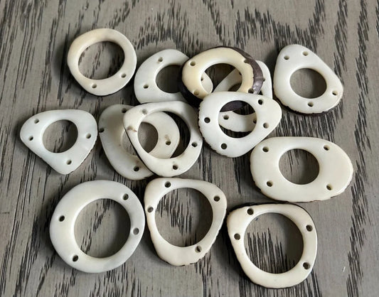 Tagua Hoop Beads. 20 White Pieces