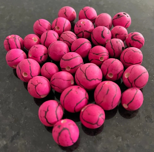 Bombona Ball Beads. 30 Matte Pink Pieces.
