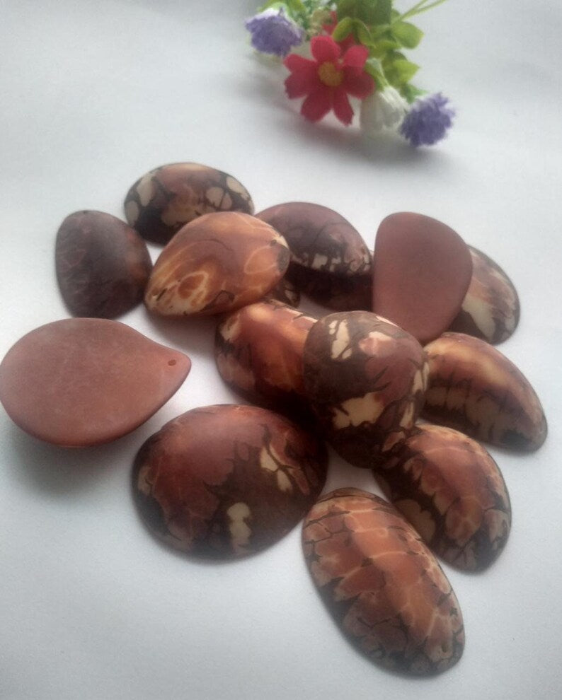 Tagua Half Nut Beads. 15 Brown Pieces