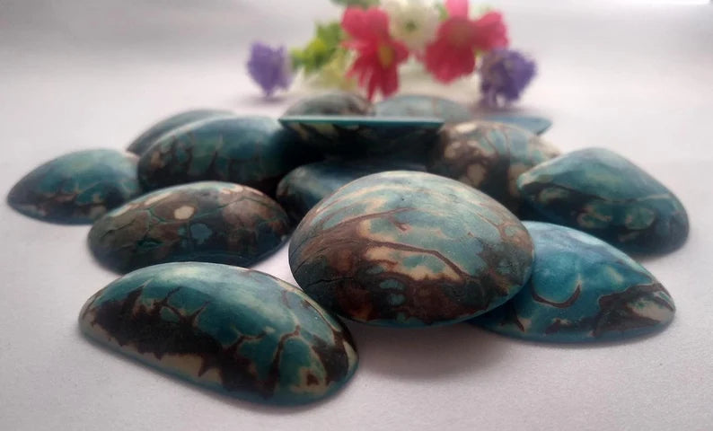 Tagua Beads. 15 Dark Blue Pieces