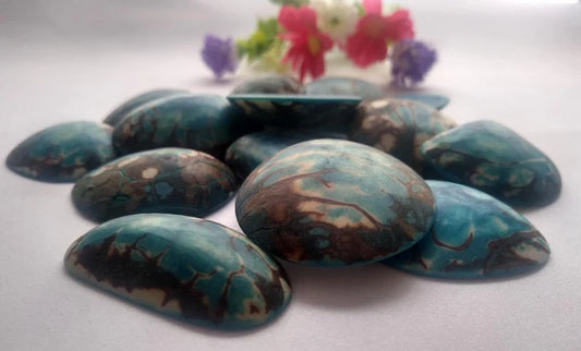 Tagua Half Nut Beads. 15 Dark Blue Pieces