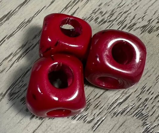 Tagua Cube Beads. 17 Multicolored Pieces