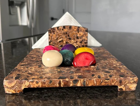 Rustic Tagua and Wood Napkin Holder.