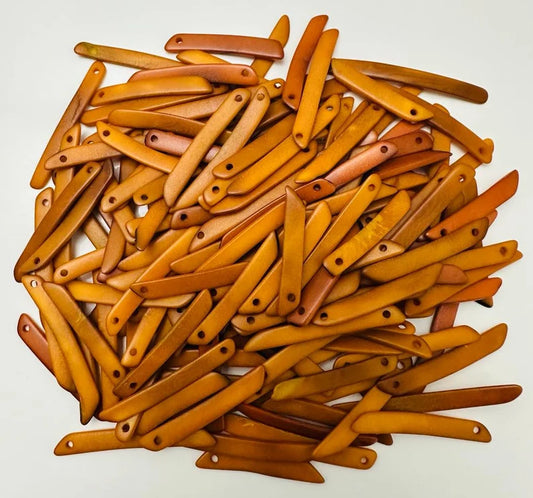 Tagua Sticks Beads. 30 Burnt Yellow Pieces