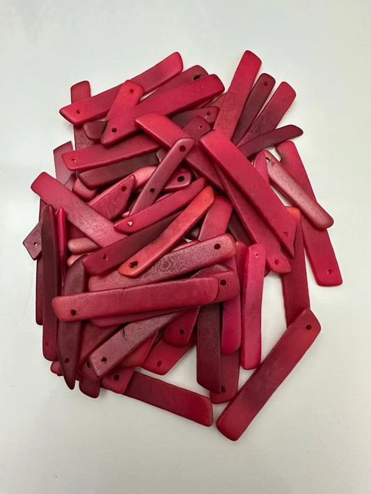 Tagua Sticks Beads. 30 Pink Pieces