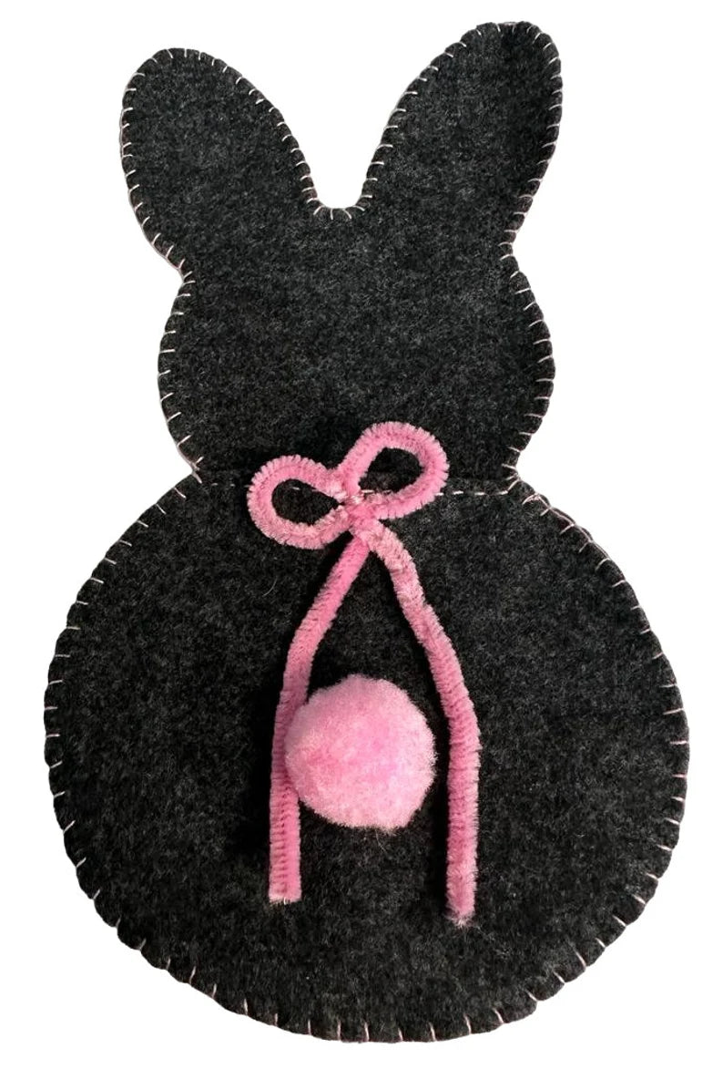 Easter Bunny Black Silverware Bag.