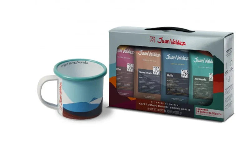 Coffee Lover Gift Box. Peltre Mug + 4 Flavors of Coffee