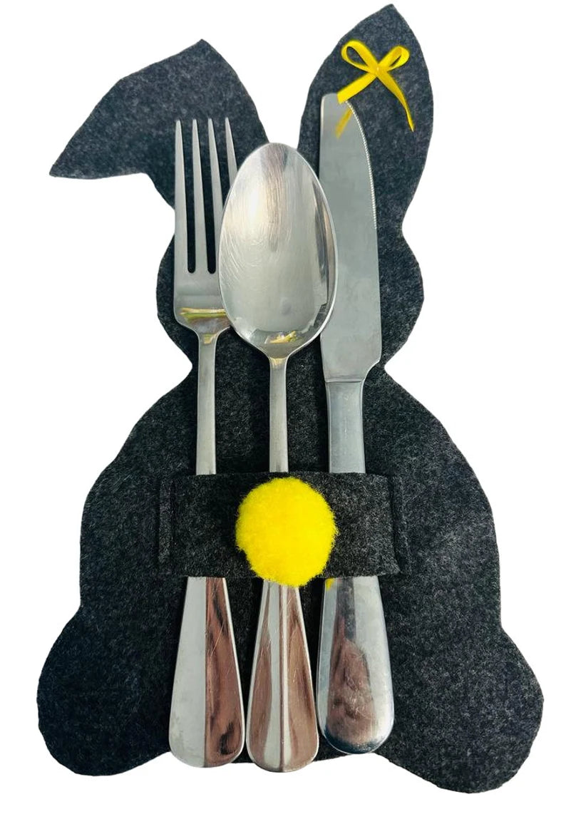 Easter Bunny Gray Silverware Bag.