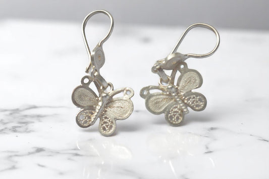 Butterfly Silver Filigree Earrings