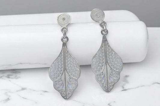 Leaf Silver Filigree Earrings