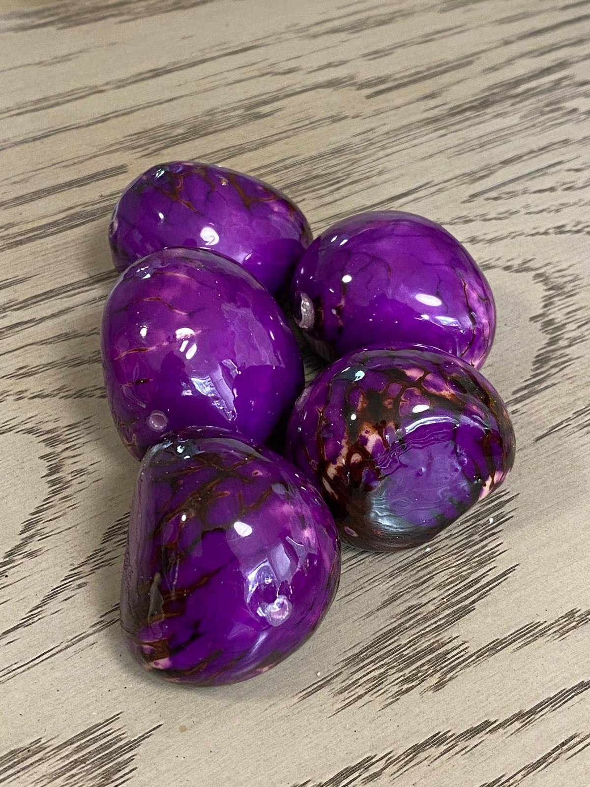 Tagua Whole Nut. 5 purple Pieces