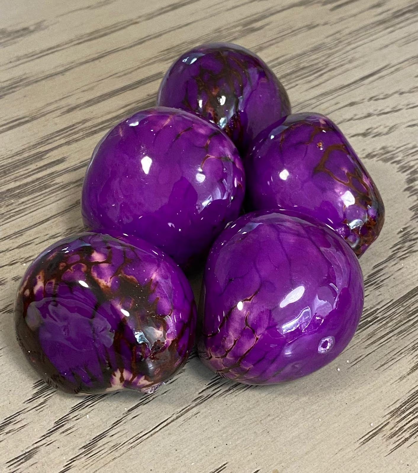Tagua Whole Nut. 5 purple Pieces