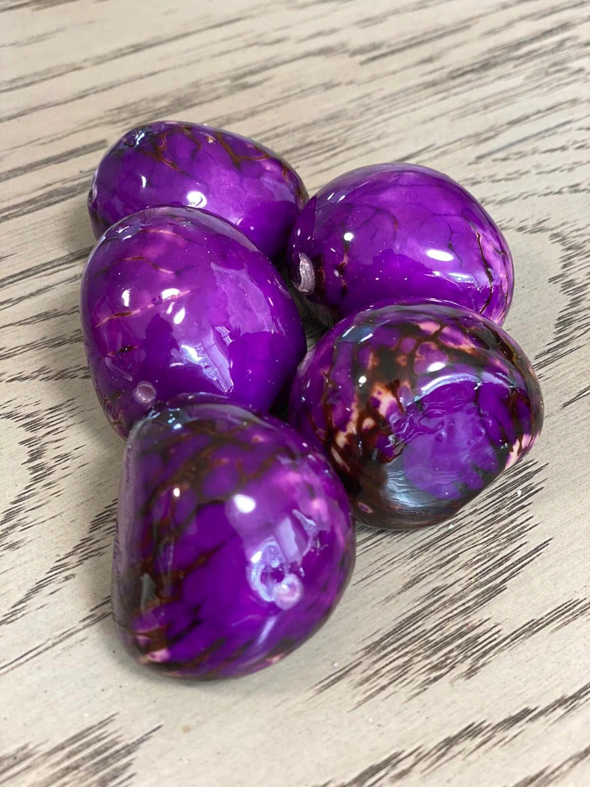 Tagua Whole Nut. 5 purple Pieces