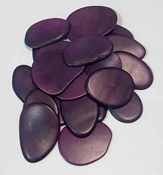 Tagua Slices Chip Beads. 20 Plum Pieces