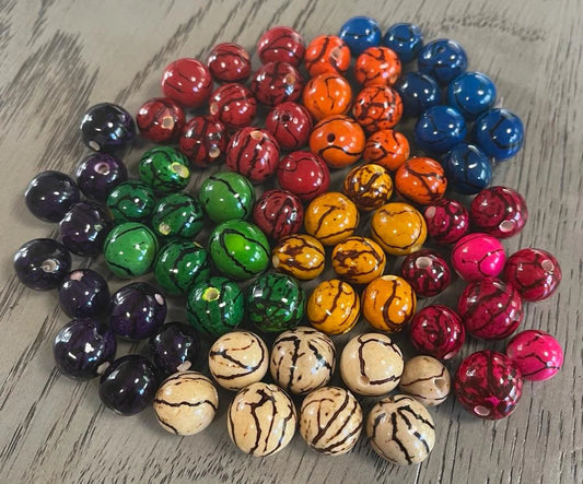 Bombona Ball Beads. 80 Multicolored Patterned Pieces.