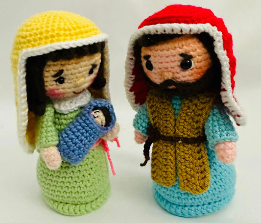 Crochet Joseph, Mary and Jesus Amigurumi Dolls