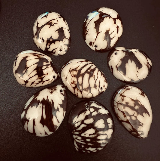 Tagua Half Nut Beads. 10 Beige Pieces