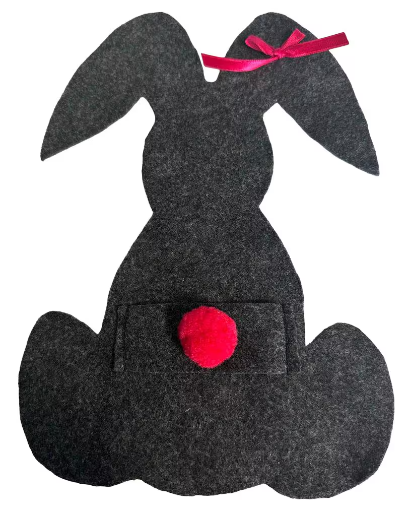 Easter Bunny Black and Red Silverware Bag.