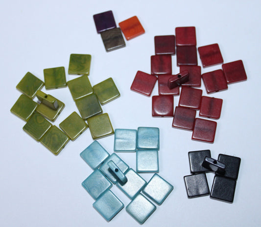 Tagua Square Beads. 20 Multicolored Pieces