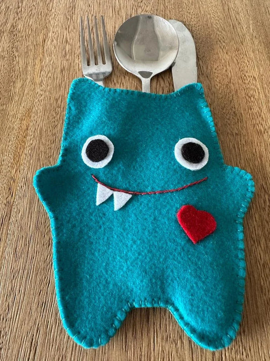 Halloween Blue Monster Silverware Bag Set of 4.