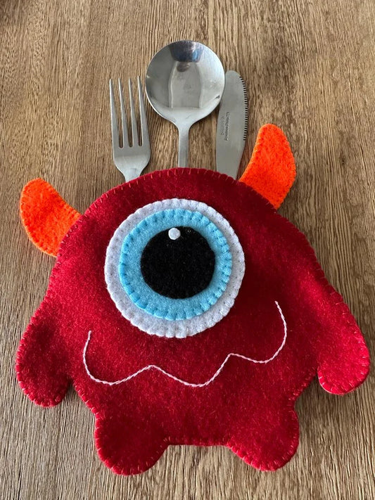 Halloween Red Monster Silverware Bag Set of 4.