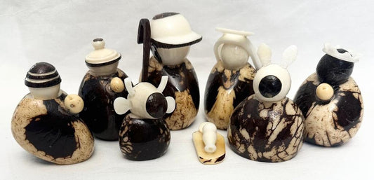 Tagua Nativity Set in Beige and Brown.