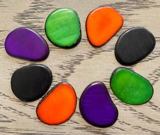 Tagua Slices Beads. 20 Multicolored Pieces.