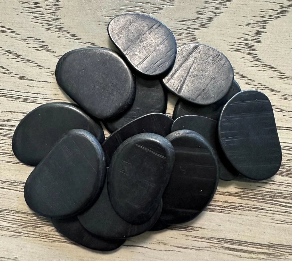 Tagua Slices Beads. 20 Black and White Pieces.