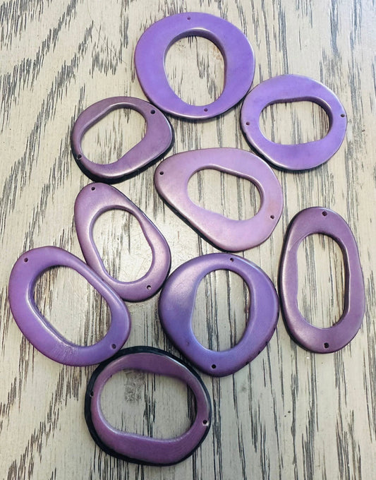 Tagua Hoop Beads. 20 Lilac Pieces