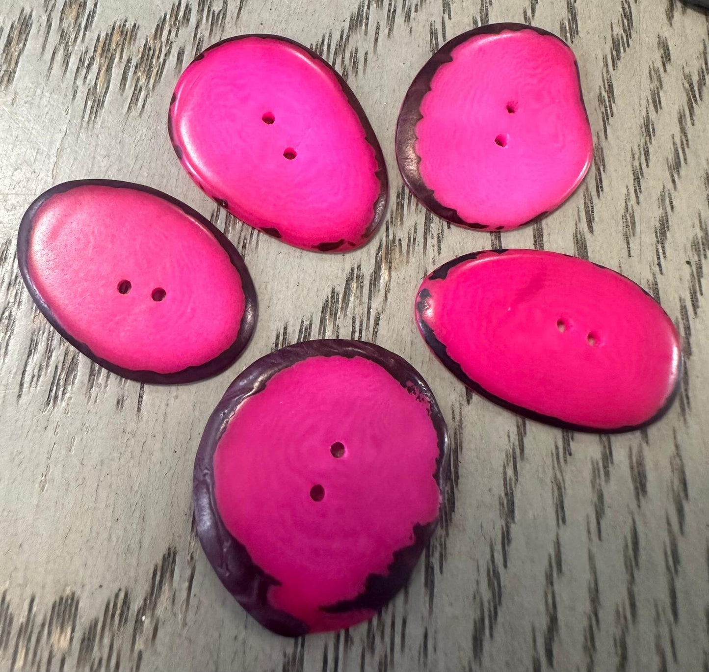 Tagua Button Slices. 30 Light Pink Pieces.