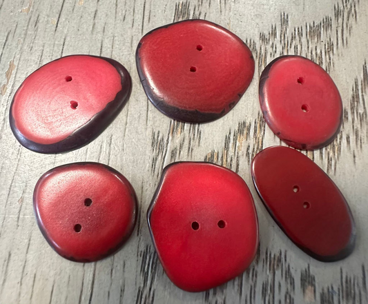 Tagua Button Slices. 30 Red Pieces