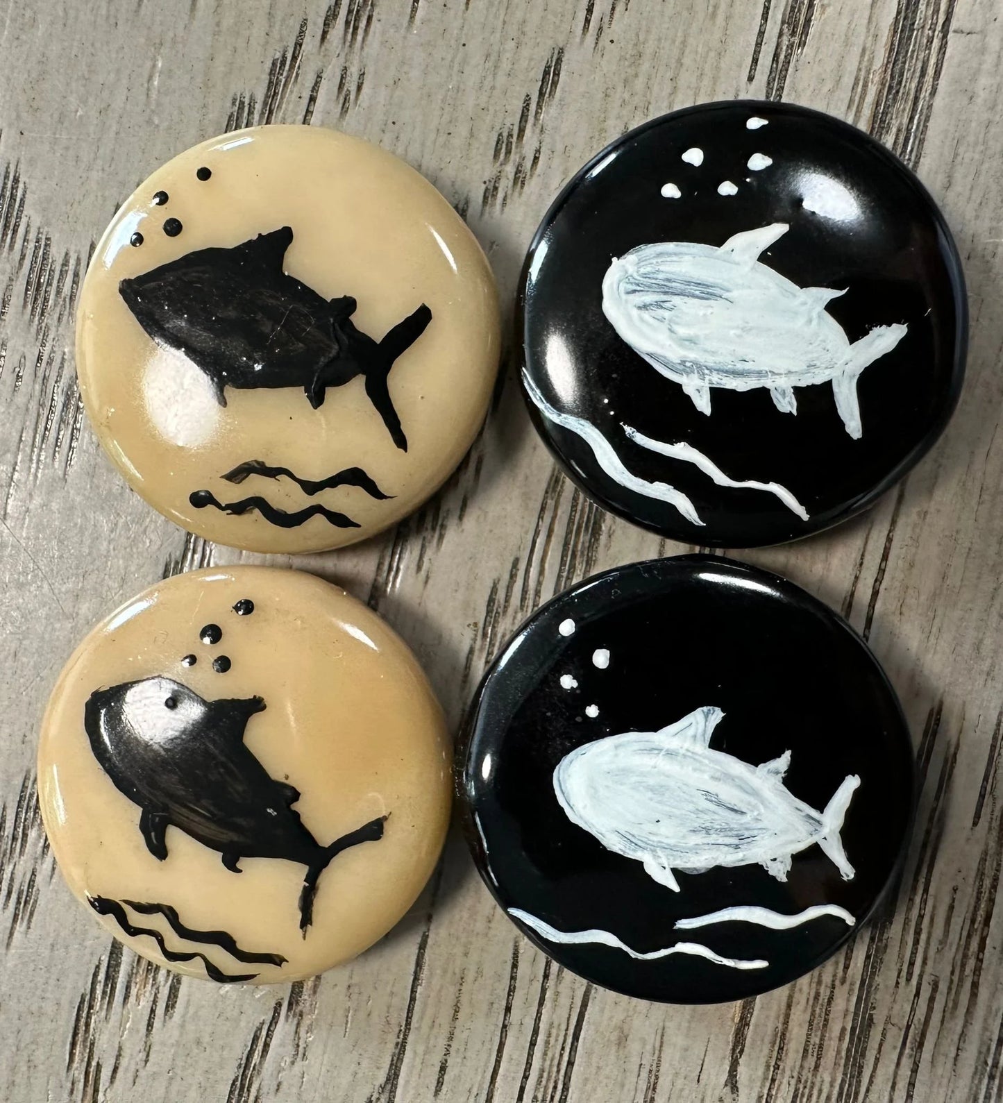 Tagua Animal Beads. 20 Hand Painted Black and White Pieces